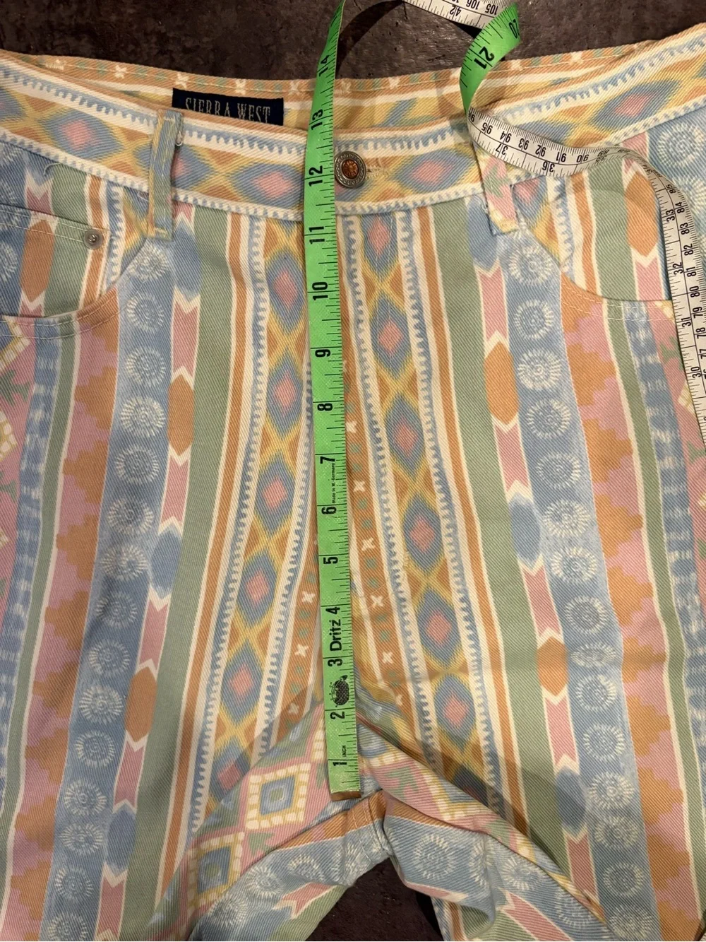 Vintage Pastel Aztec Southwestern Denim High-Rise Shorts Sierea West 1990s